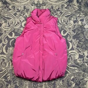 GAP Puffer Vest Full Zip Fleece Lined Wine Red Womens Size XS